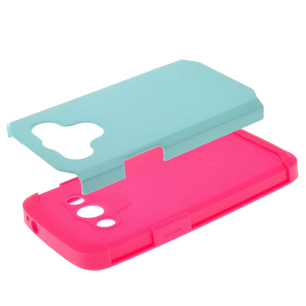 Galaxy Avant Case, [Impact Resistant] Slim Hybrid Dual Layer Armor Defender Protective Case Cover for Galaxy Avant/G386T - Teal/Hot Pink