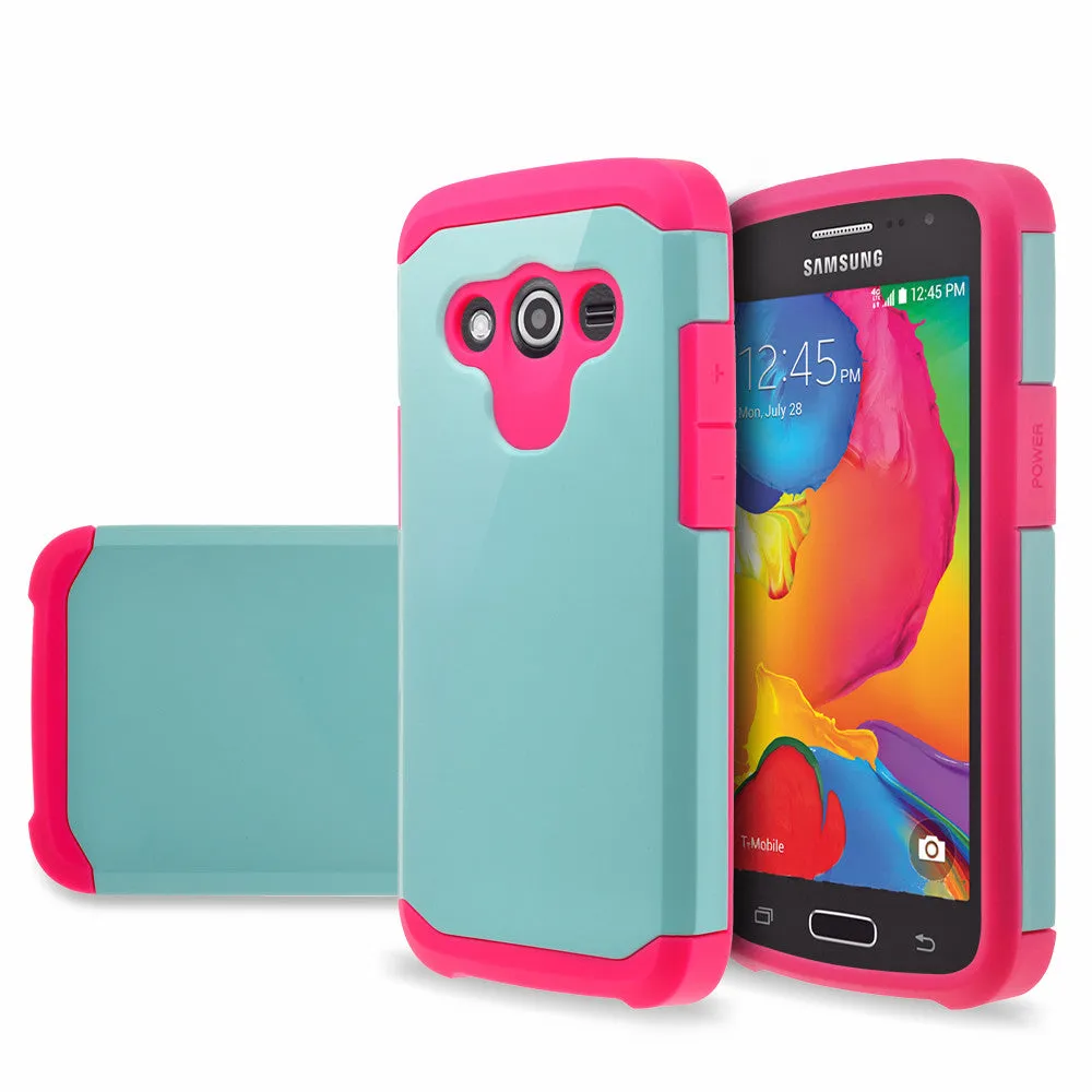Galaxy Avant Case, [Impact Resistant] Slim Hybrid Dual Layer Armor Defender Protective Case Cover for Galaxy Avant/G386T - Teal/Hot Pink