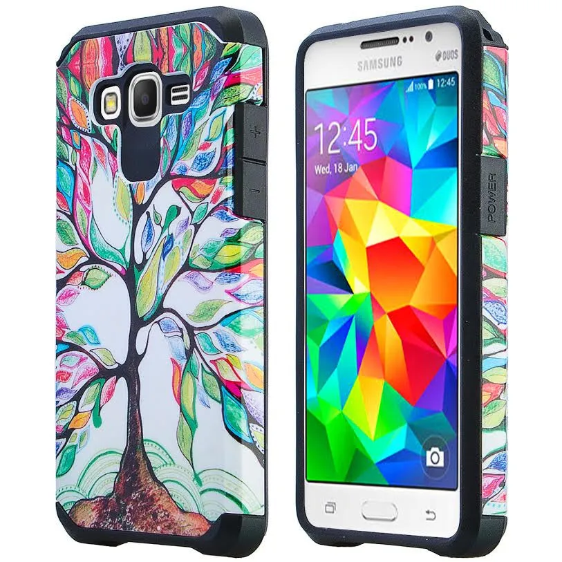 Galaxy Go Prime Case, Samsung Grand Prime Case [Impact Resistant] Hybrid Dual Layer Armor Defender Protective Case Cover for Galaxy Go Prime / Grand Prime - Colorful Tree