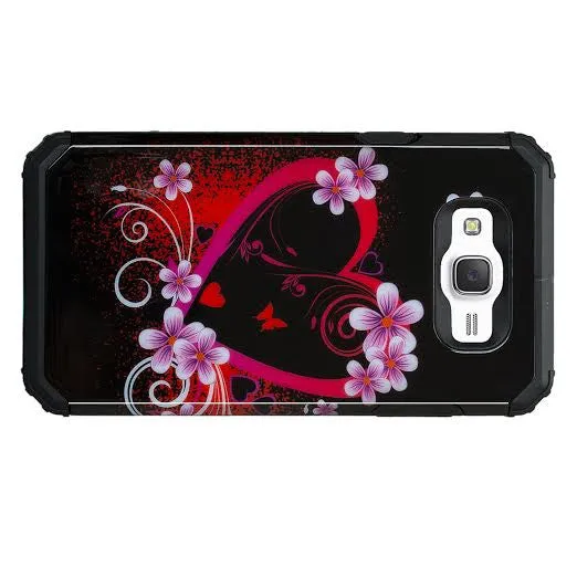 Galaxy J7 Case, Samsung Galaxy J7 [Shock Absorption /Impact Resistant] Hybrid Dual Layer Armor Defender Protective Case Cover for Galaxy J7 (Boost Mobile,Virgin,MetroPcs,TMobile), Hot Pink Hearts