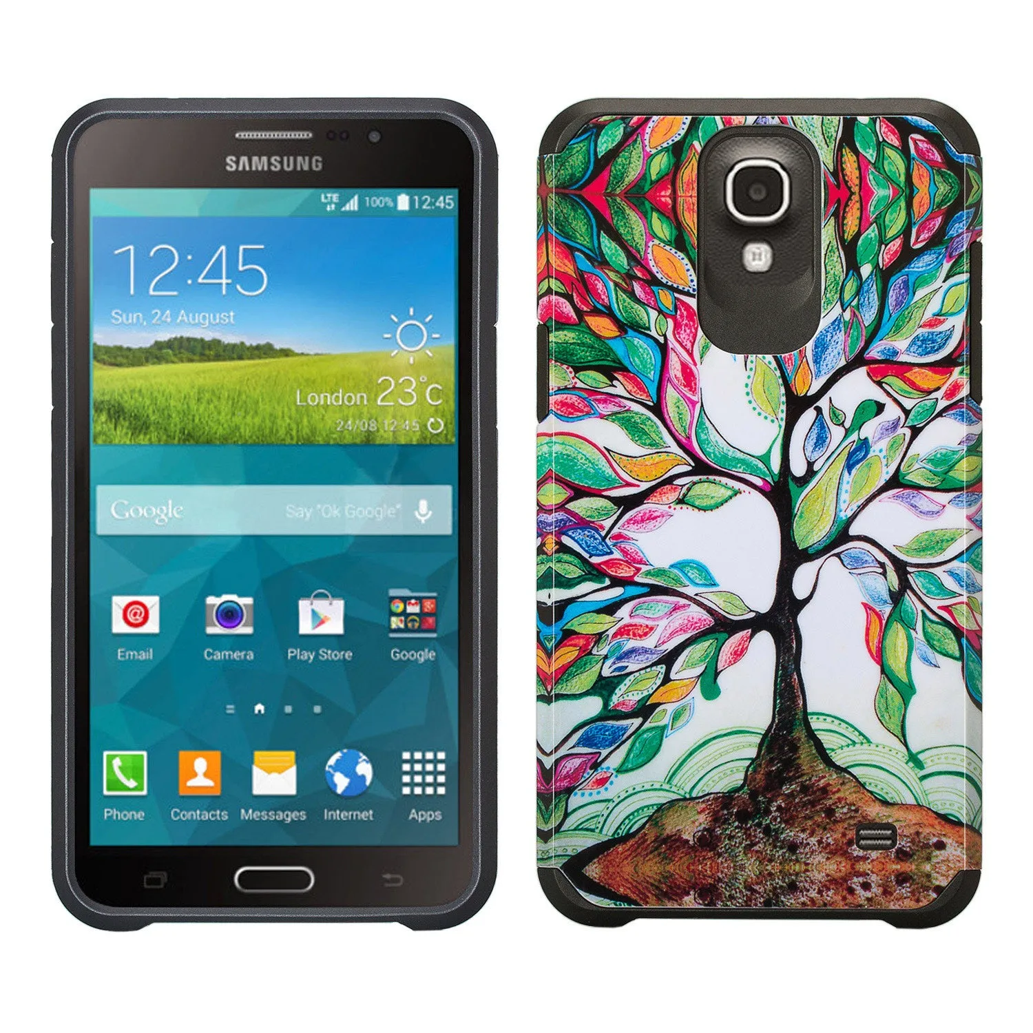 Galaxy Mega 2 Case, Slim Hybrid [Shock Resistant] Dual Layer Protective Case Cover for Samsung Galaxy Mega 2 - Colorful Tree