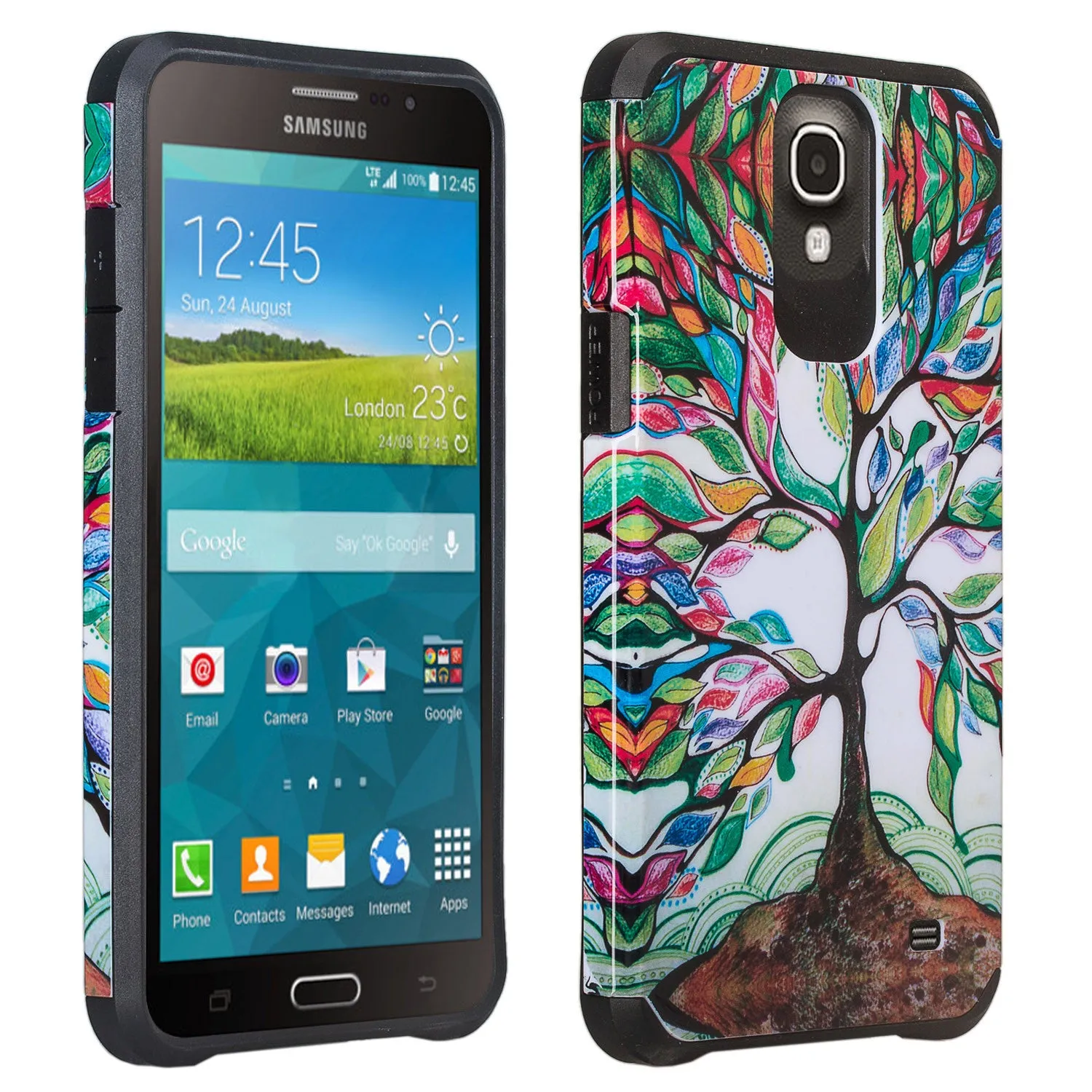 Galaxy Mega 2 Case, Slim Hybrid [Shock Resistant] Dual Layer Protective Case Cover for Samsung Galaxy Mega 2 - Colorful Tree