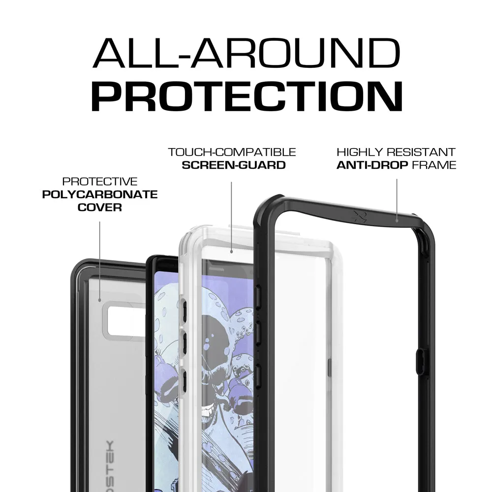 Galaxy Note 8 Case, Ghostek Nautical Slim Shockproof Waterproof Armor Cover | White
