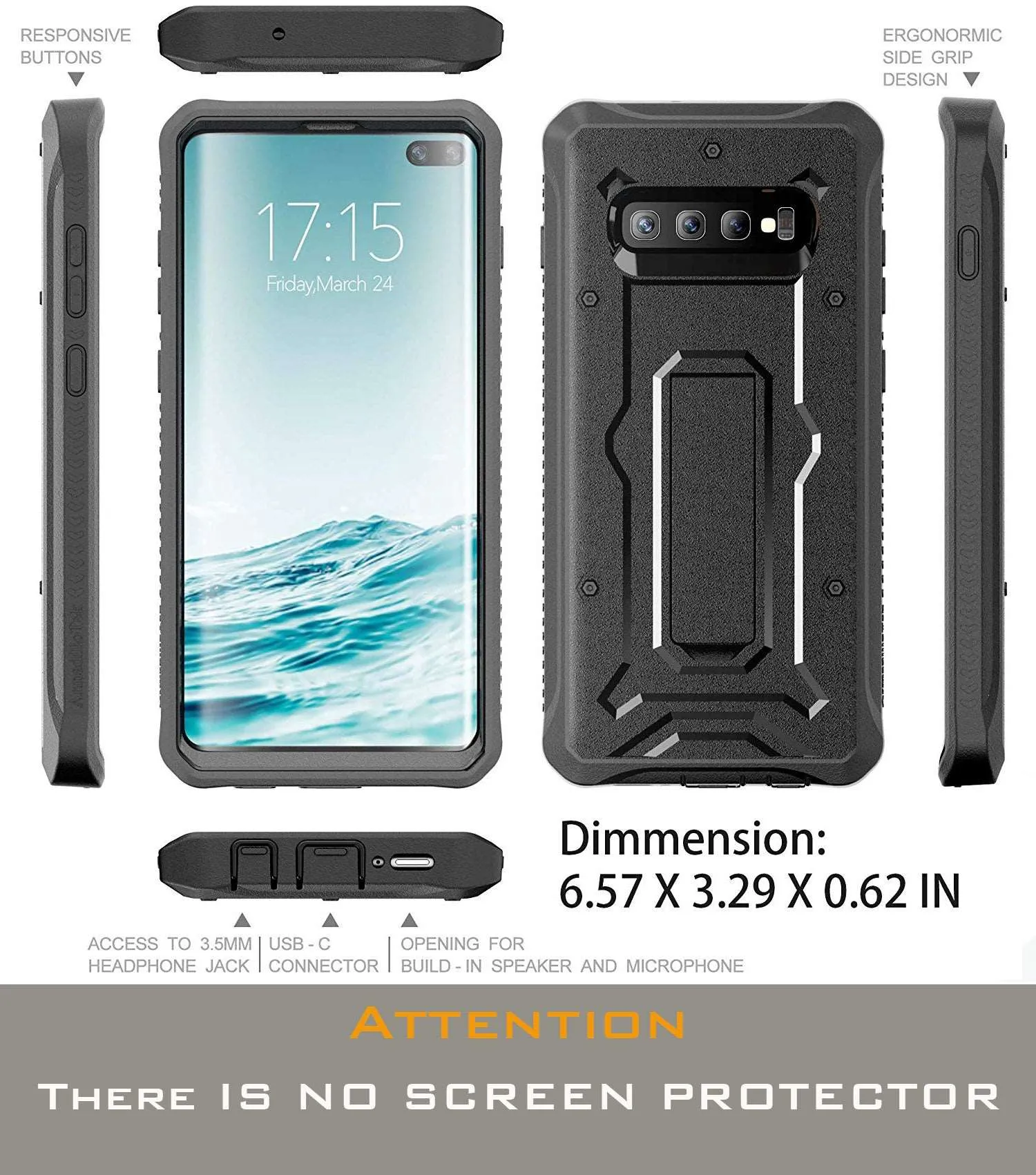 Galaxy S10 Plus Case - Military Grade - ArmadilloTek Series-Black
