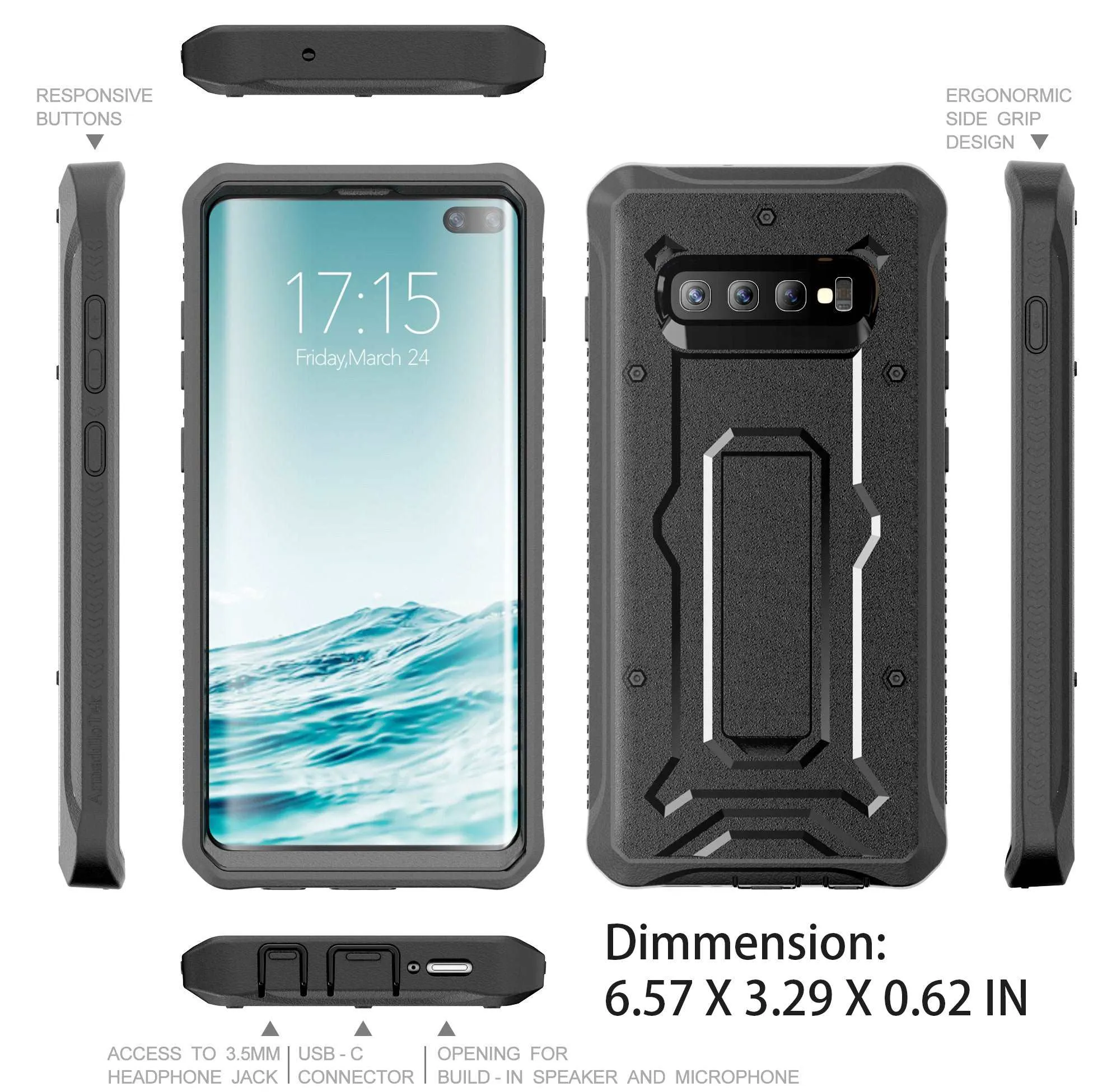 Galaxy S10 Plus Case - Military Grade - ArmadilloTek Series-Black