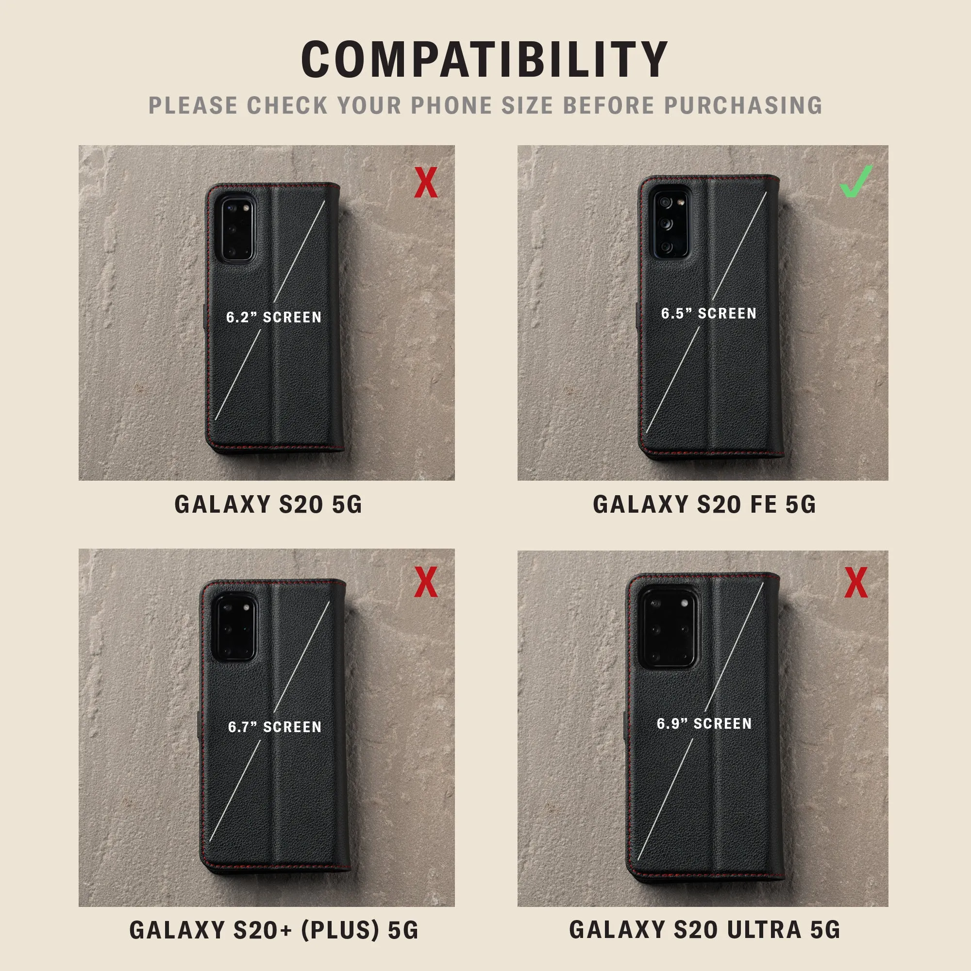Galaxy S20 FE / S20 FE 5G Leather Case (with Stand Function)