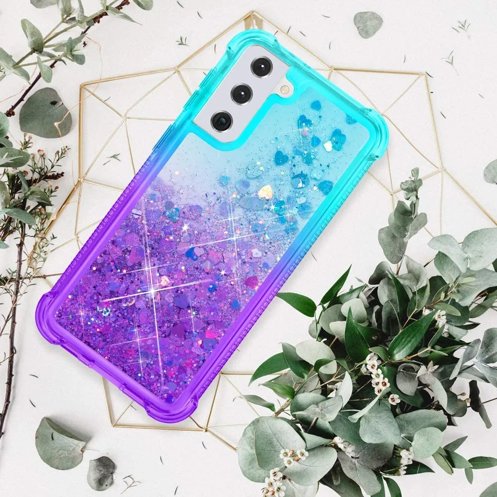 Galaxy S21 Plus Rugged Liquid Glitter Case For Girls Women