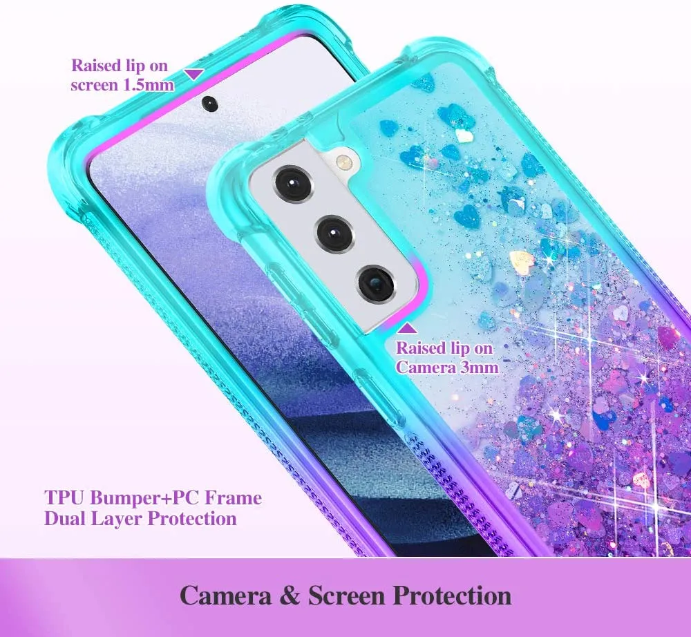 Galaxy S21 Plus Rugged Liquid Glitter Case For Girls Women