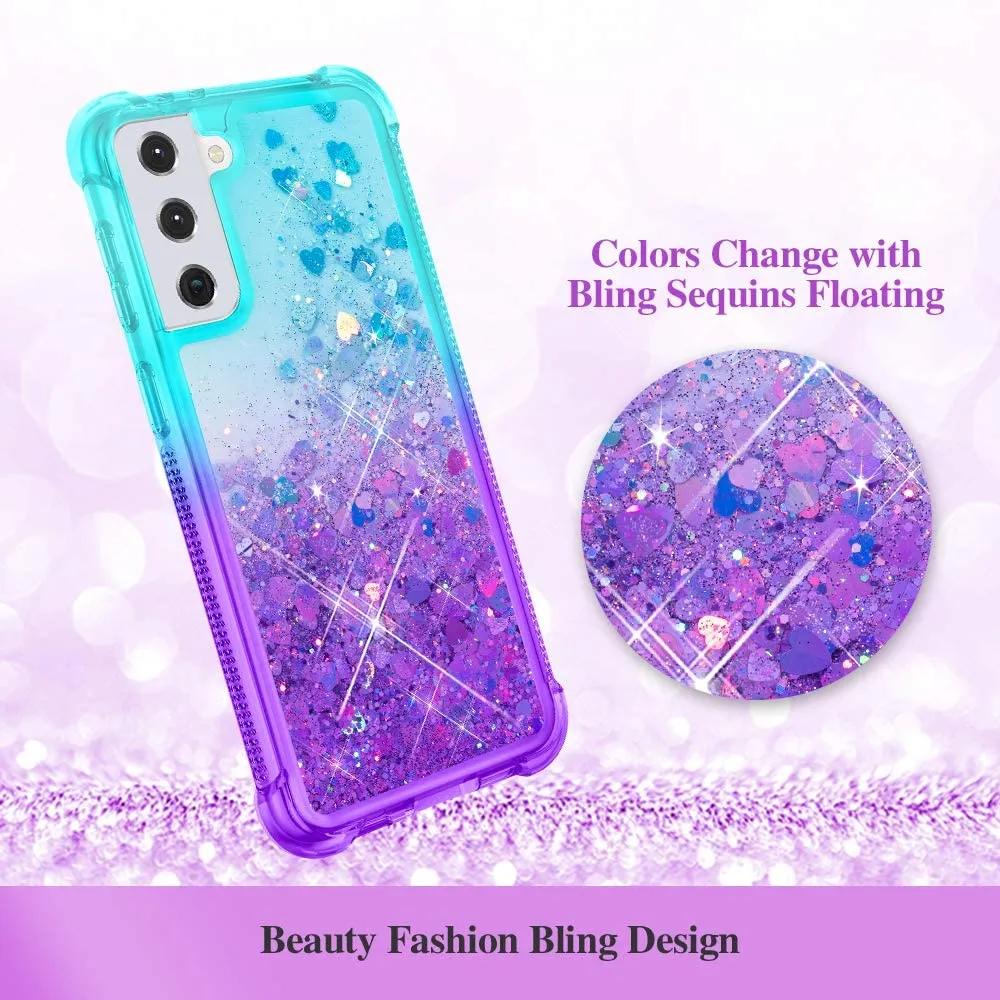 Galaxy S21 Plus Rugged Liquid Glitter Case For Girls Women