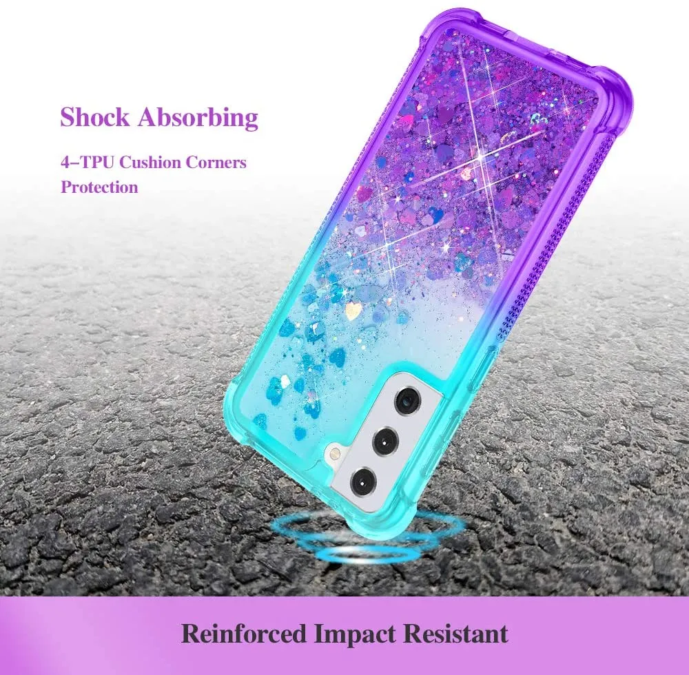 Galaxy S21 Plus Rugged Liquid Glitter Case For Girls Women