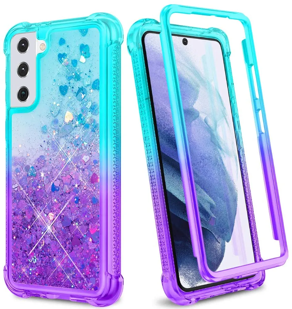 Galaxy S21 Plus Rugged Liquid Glitter Case For Girls Women