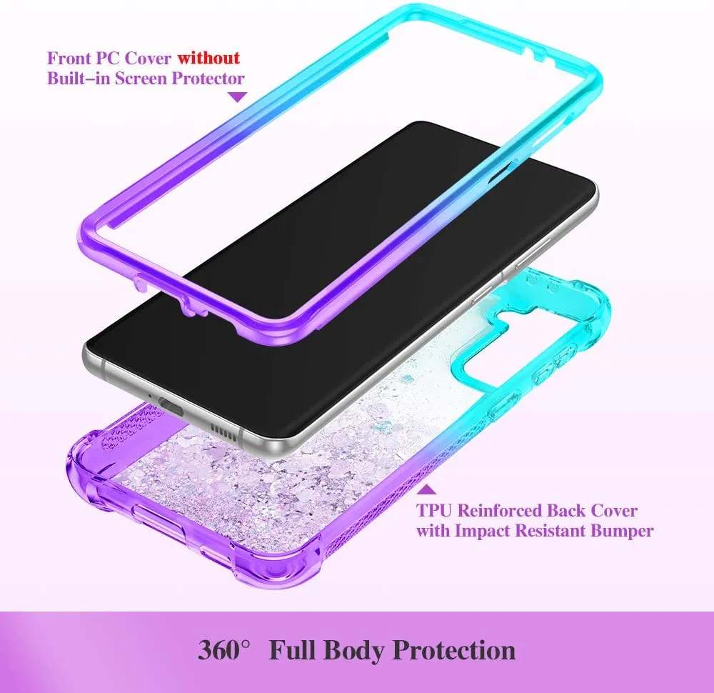 Galaxy S21 Plus Rugged Liquid Glitter Case For Girls Women