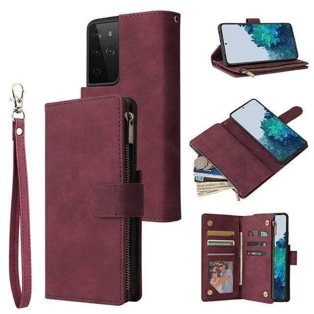 Galaxy S21 Zipper Wallet Leather Phone Case