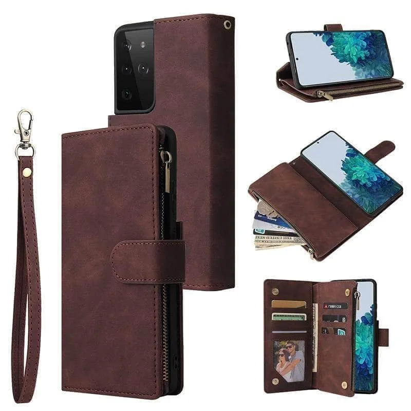 Galaxy S21 Zipper Wallet Leather Phone Case