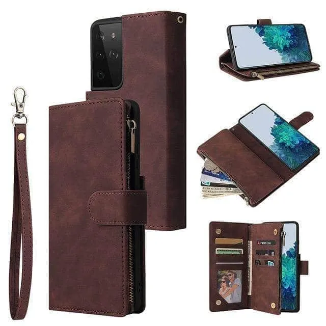 Galaxy S21 Zipper Wallet Leather Phone Case