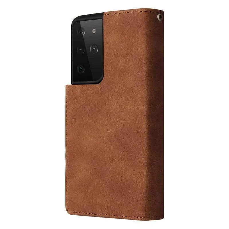 Galaxy S21 Zipper Wallet Leather Phone Case