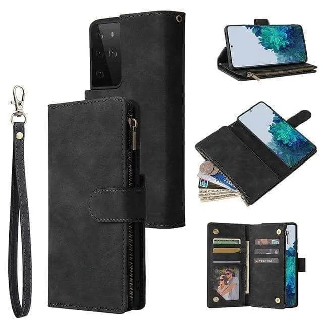 Galaxy S21 Zipper Wallet Leather Phone Case