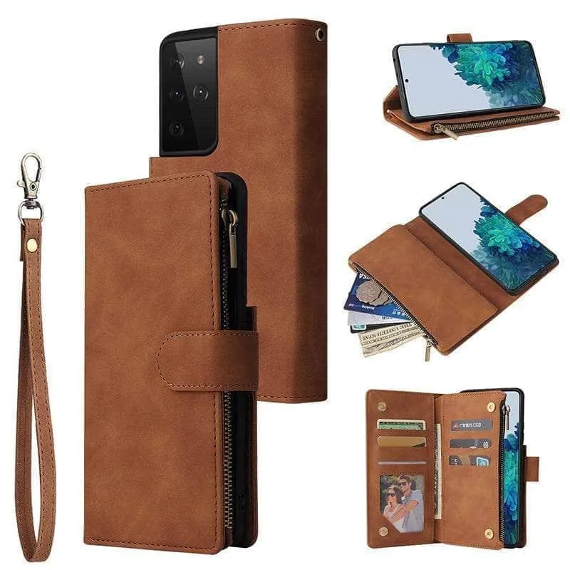 Galaxy S21 Zipper Wallet Leather Phone Case