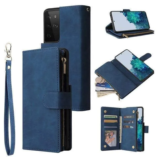 Galaxy S21 Zipper Wallet Leather Phone Case