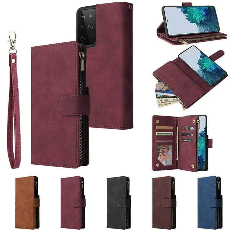 Galaxy S21 Zipper Wallet Leather Phone Case