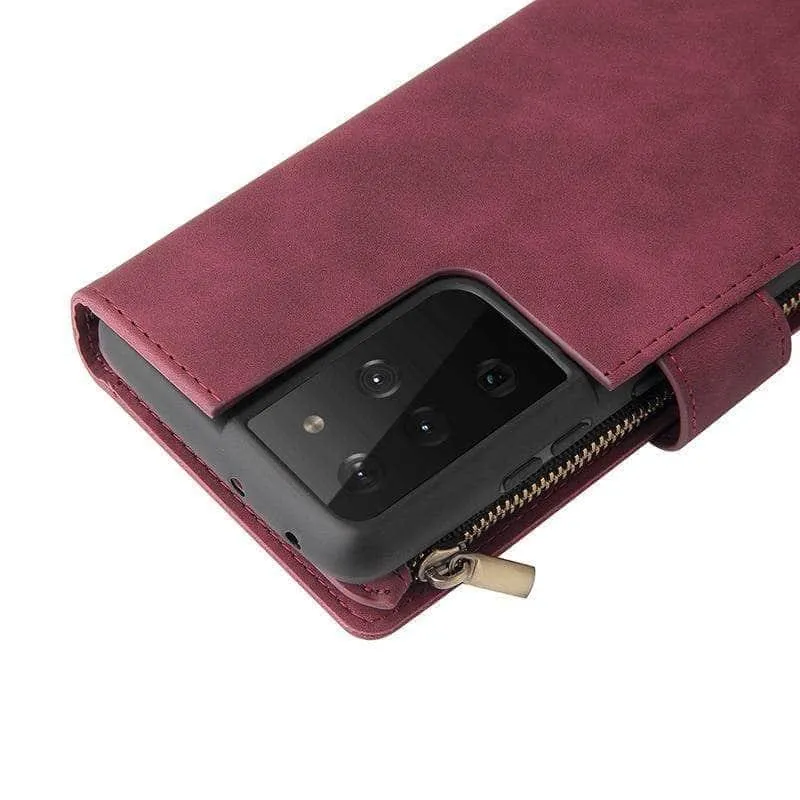 Galaxy S21 Zipper Wallet Leather Phone Case