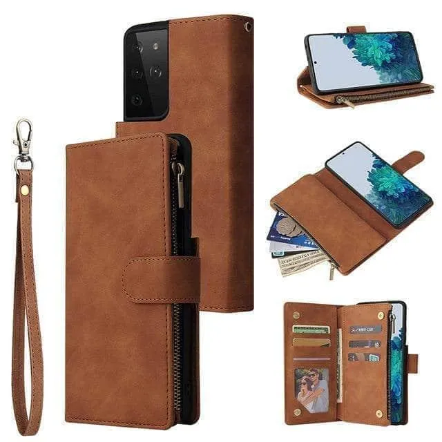 Galaxy S21 Zipper Wallet Leather Phone Case