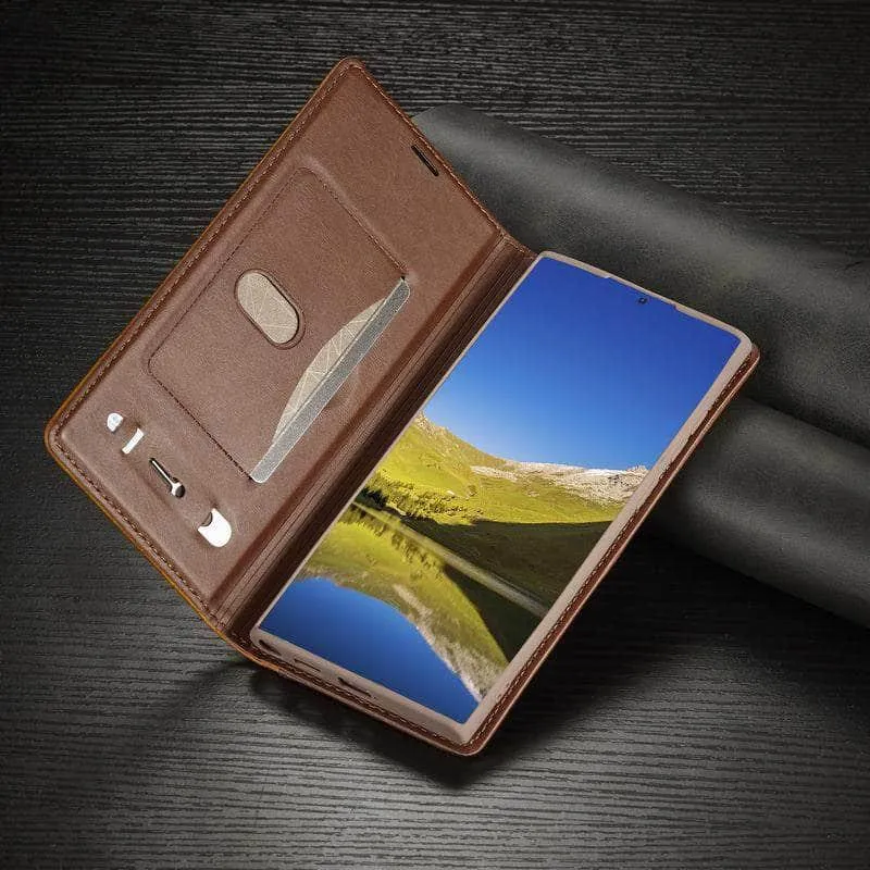 Galaxy S23 Luxury Magnetic Real Leather Wallet