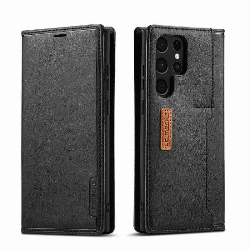 Galaxy S23 Luxury Magnetic Real Leather Wallet