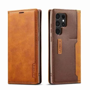 Galaxy S23 Luxury Magnetic Real Leather Wallet