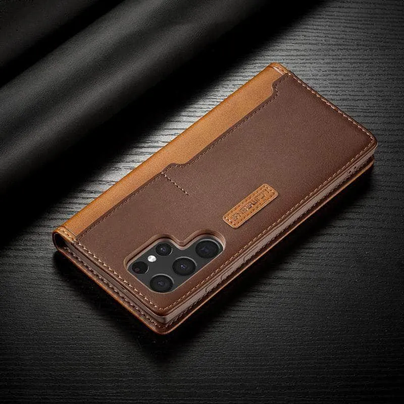 Galaxy S23 Luxury Magnetic Real Leather Wallet