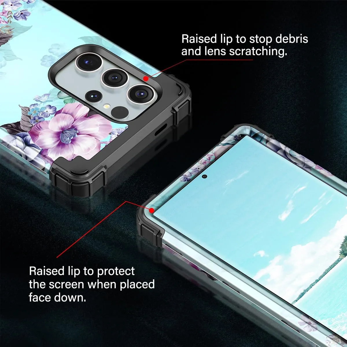 Galaxy S24 Ultra Heavy Duty Shockproof Full Protection Flower Case