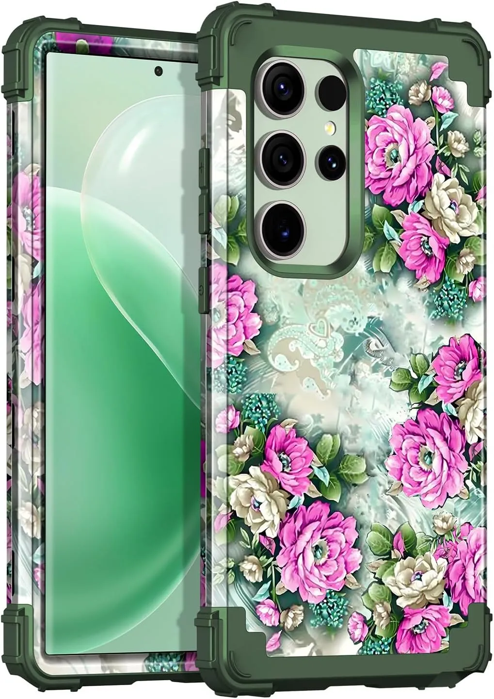 Galaxy S24 Ultra Heavy Duty Shockproof Full Protection Flower Case