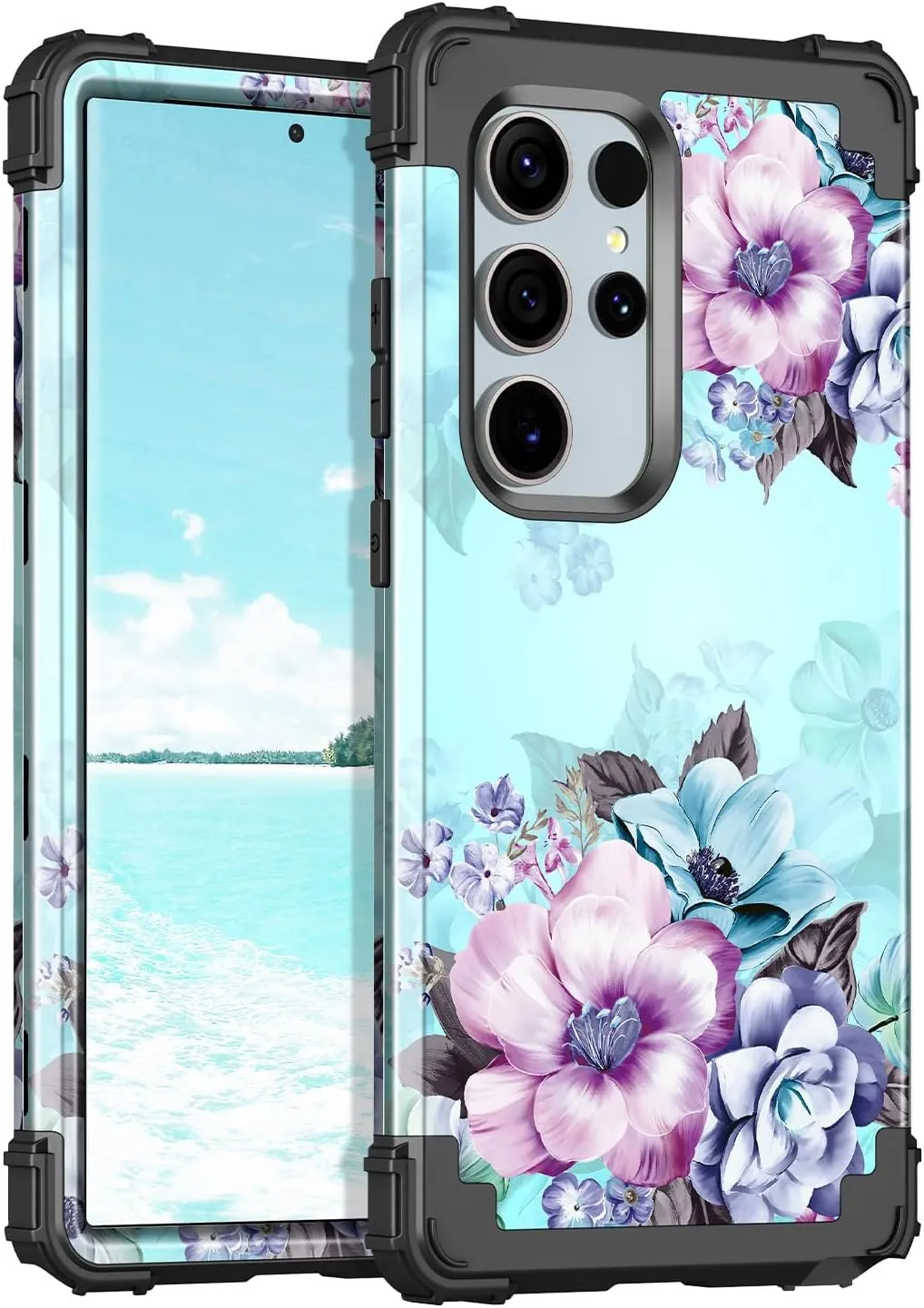 Galaxy S24 Ultra Heavy Duty Shockproof Full Protection Flower Case
