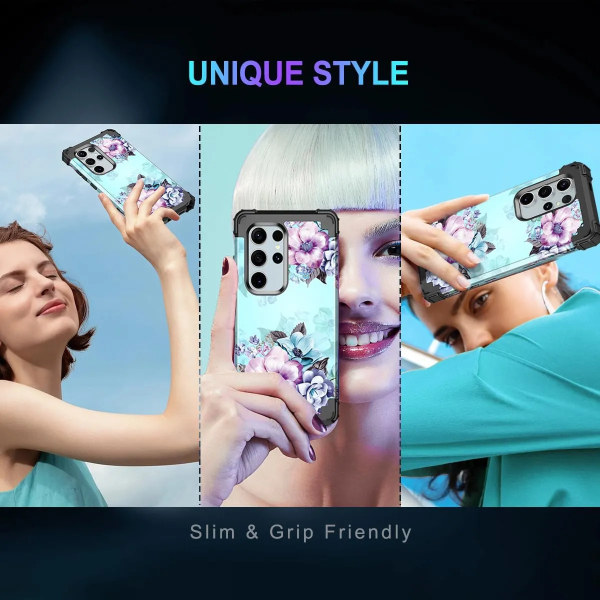 Galaxy S24 Ultra Heavy Duty Shockproof Full Protection Flower Case