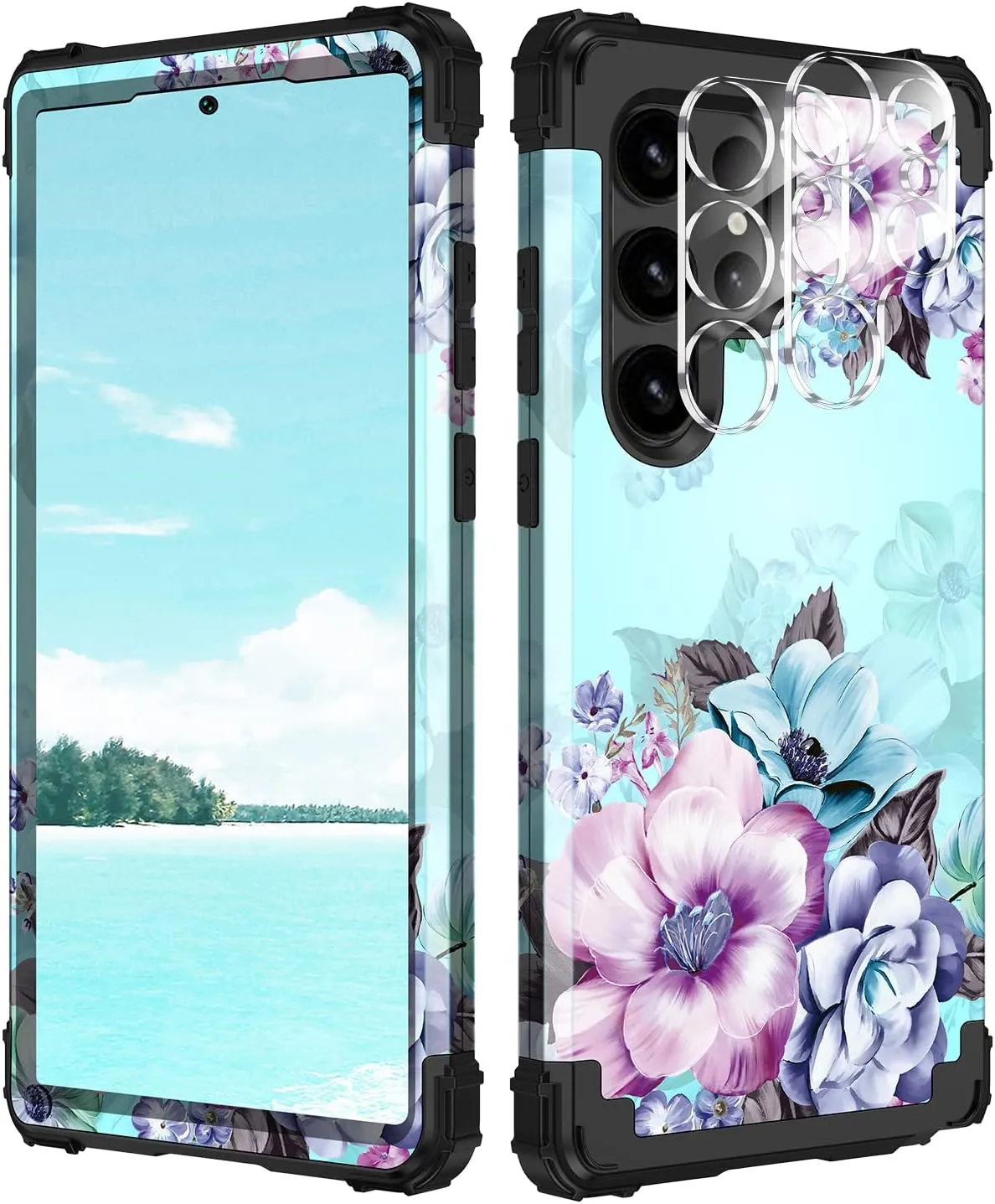 Galaxy S24 Ultra Heavy Duty Shockproof Full Protection Flower Case