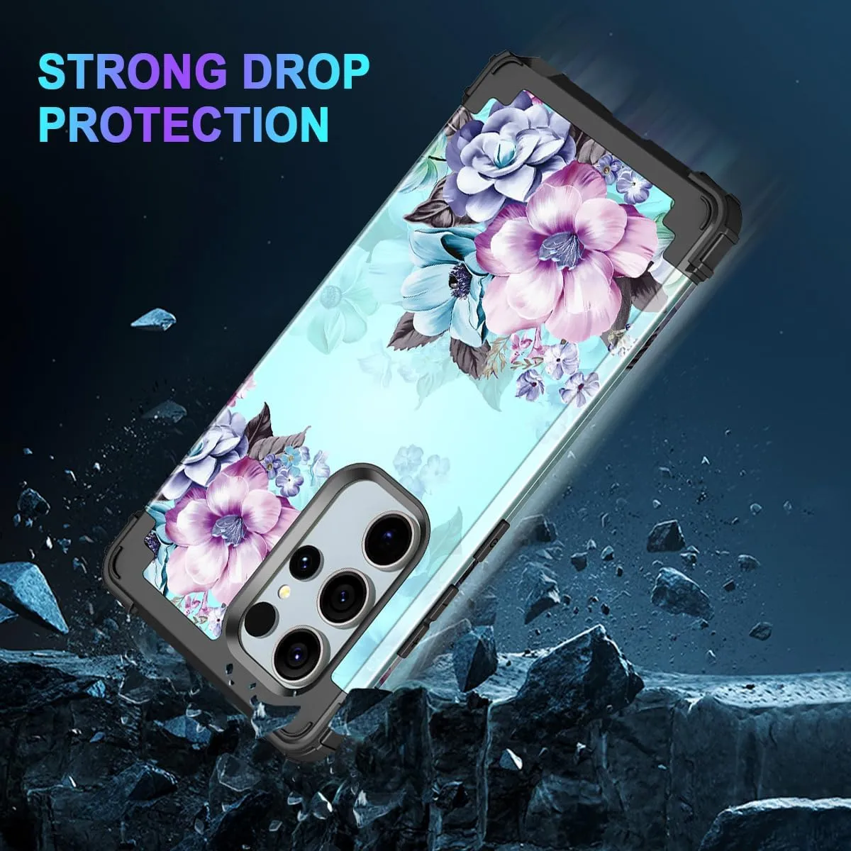 Galaxy S24 Ultra Heavy Duty Shockproof Full Protection Flower Case
