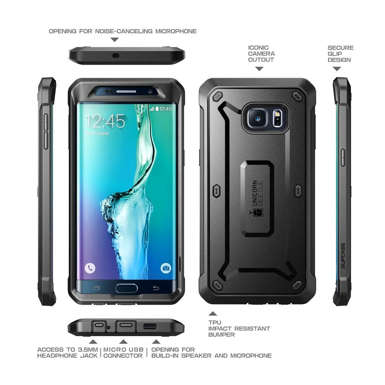 Galaxy S6 Edge Plus Unicorn Beetle Pro Rugged Holster Case-Black