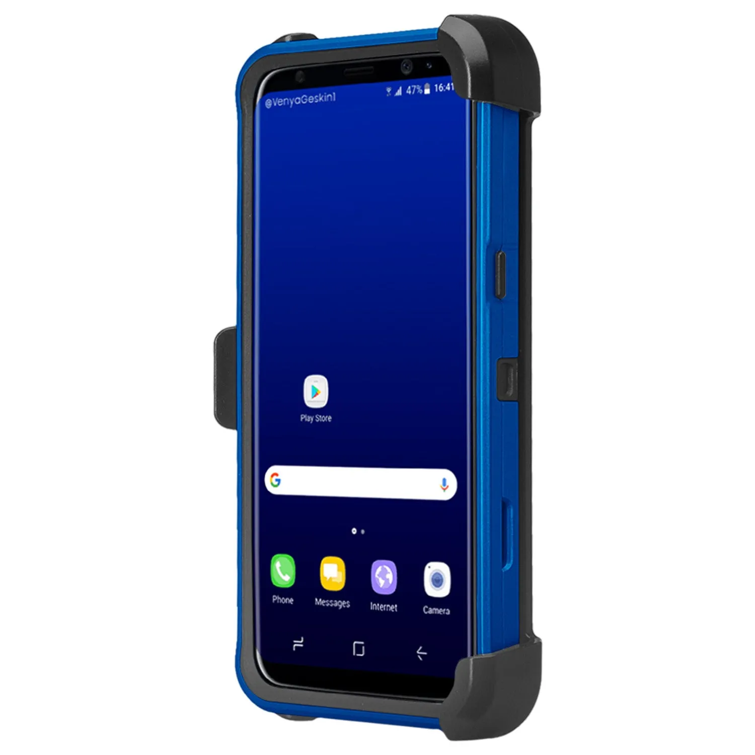 Galaxy S8 Case, Samsung Galaxy S8 Tri-Layer Full Coverage[Built-in Kickstand] Shock Resistant Hybrid Holster Clip Case - Blue