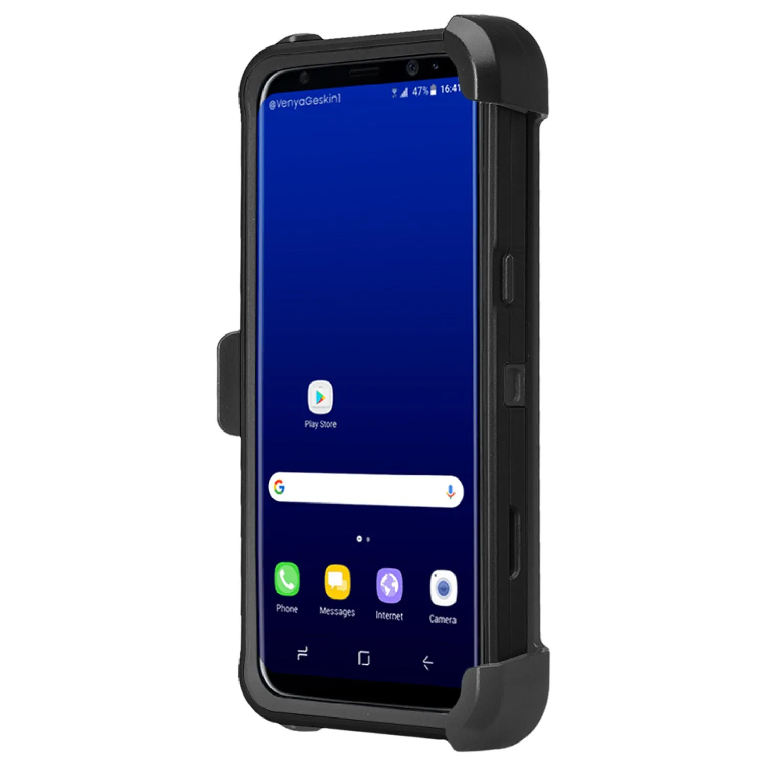 Galaxy S8 Plus Case, Samsung Galaxy S8 Plus Tri-Layer Full Coverage[Built-in Kickstand] Shock Resistant Hybrid Holster Clip Case - Black