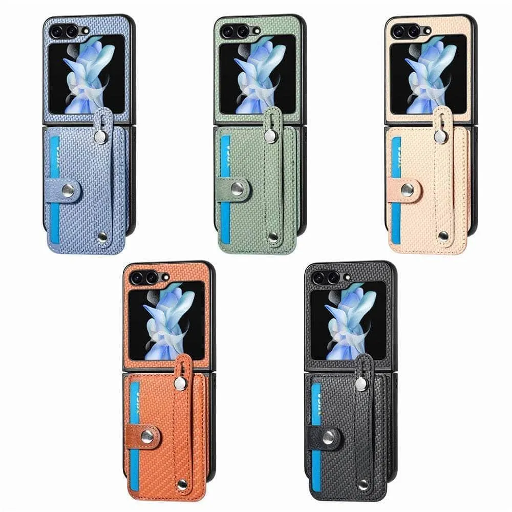 Galaxy Z Flip 5 Carbon Fiber Pattern Card Case