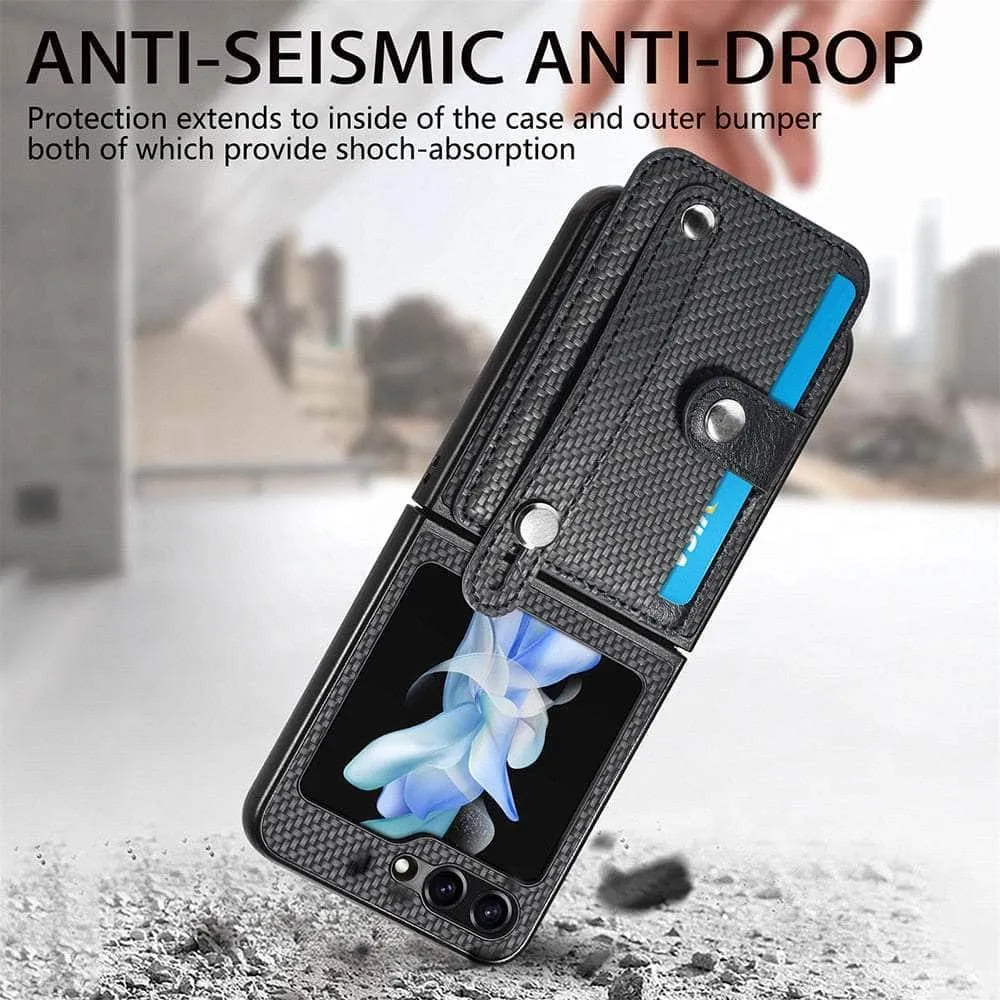 Galaxy Z Flip 5 Carbon Fiber Pattern Card Case