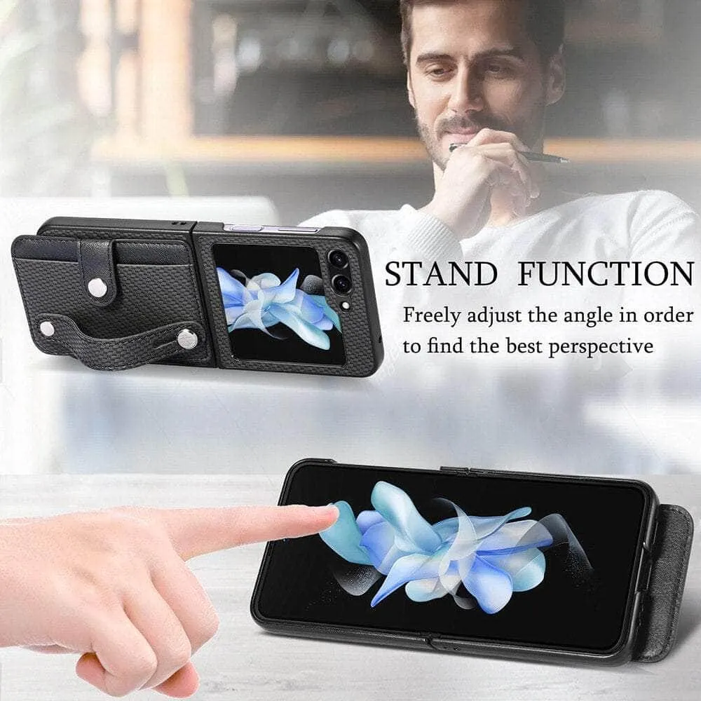 Galaxy Z Flip 5 Carbon Fiber Pattern Card Case