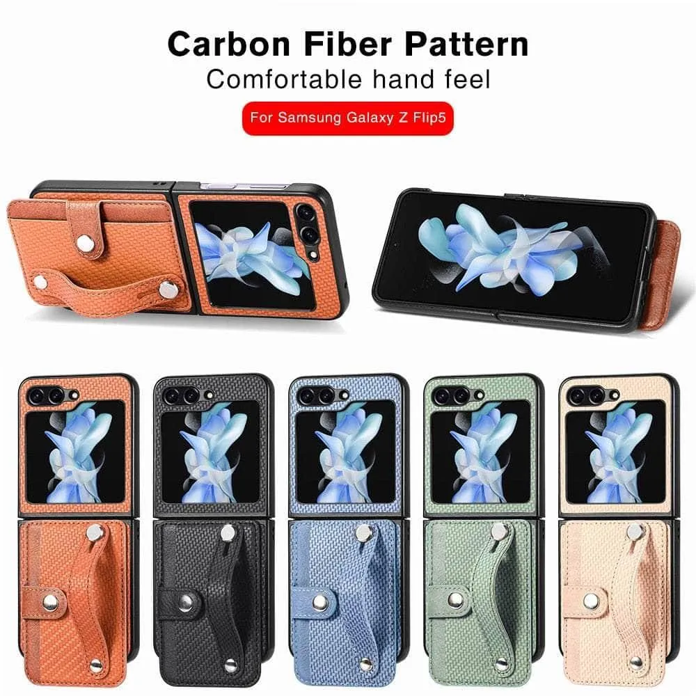 Galaxy Z Flip 5 Carbon Fiber Pattern Card Case