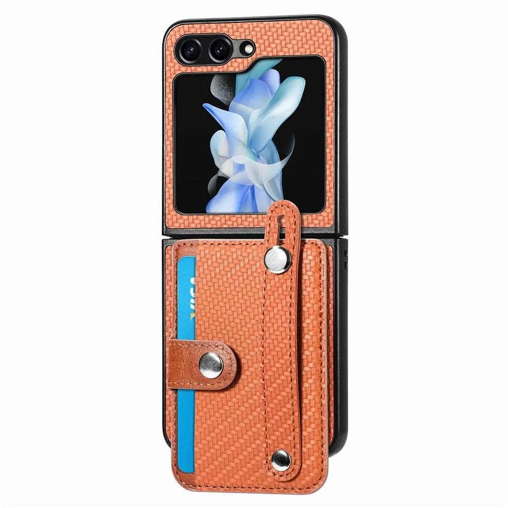 Galaxy Z Flip 5 Carbon Fiber Pattern Card Case