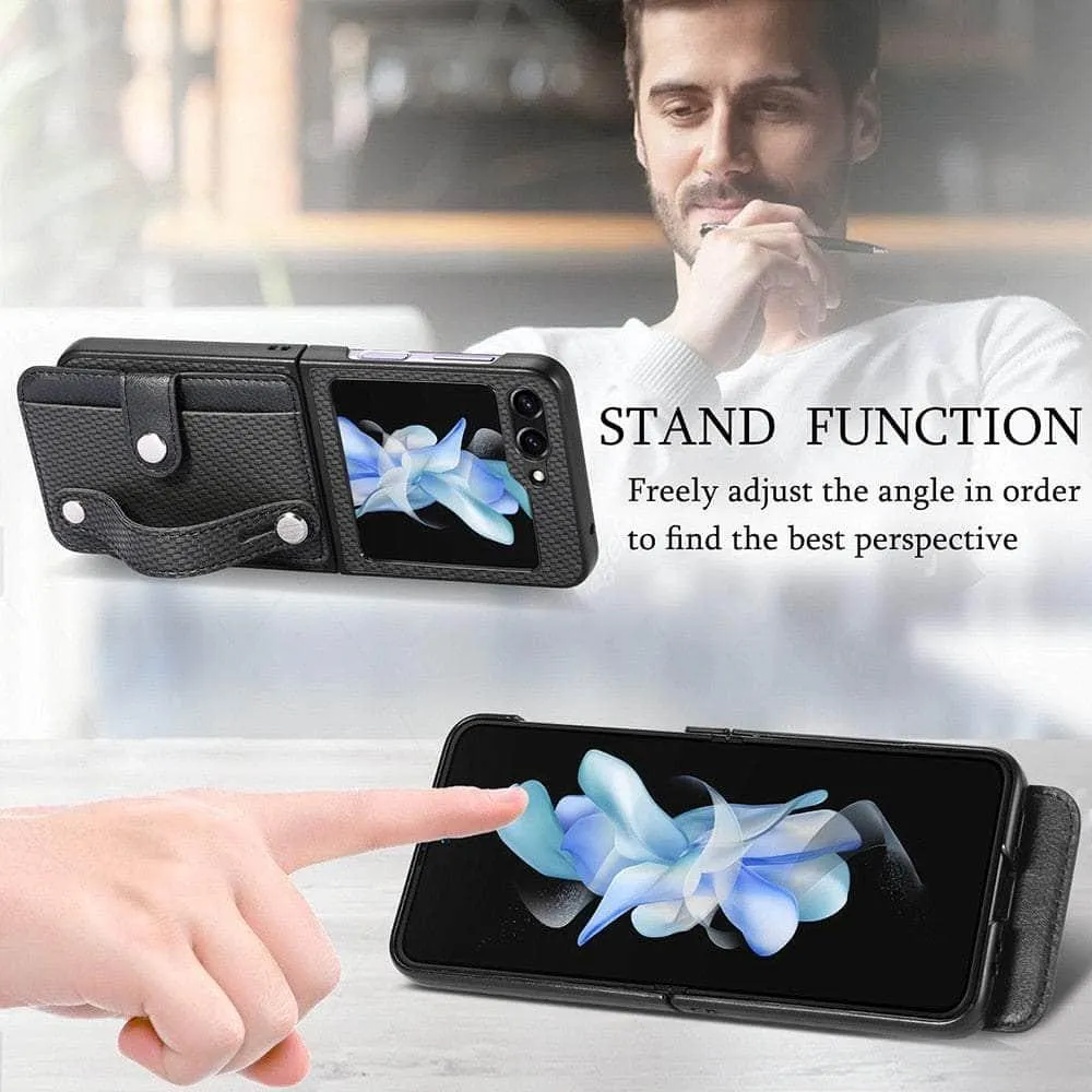 Galaxy Z Flip 5 Carbon Fiber Pattern Card Case