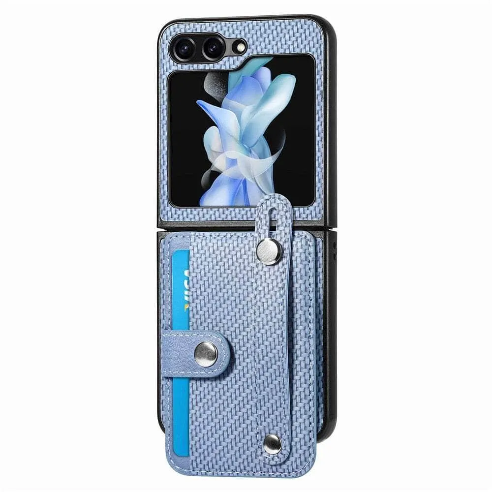 Galaxy Z Flip 5 Carbon Fiber Pattern Card Case