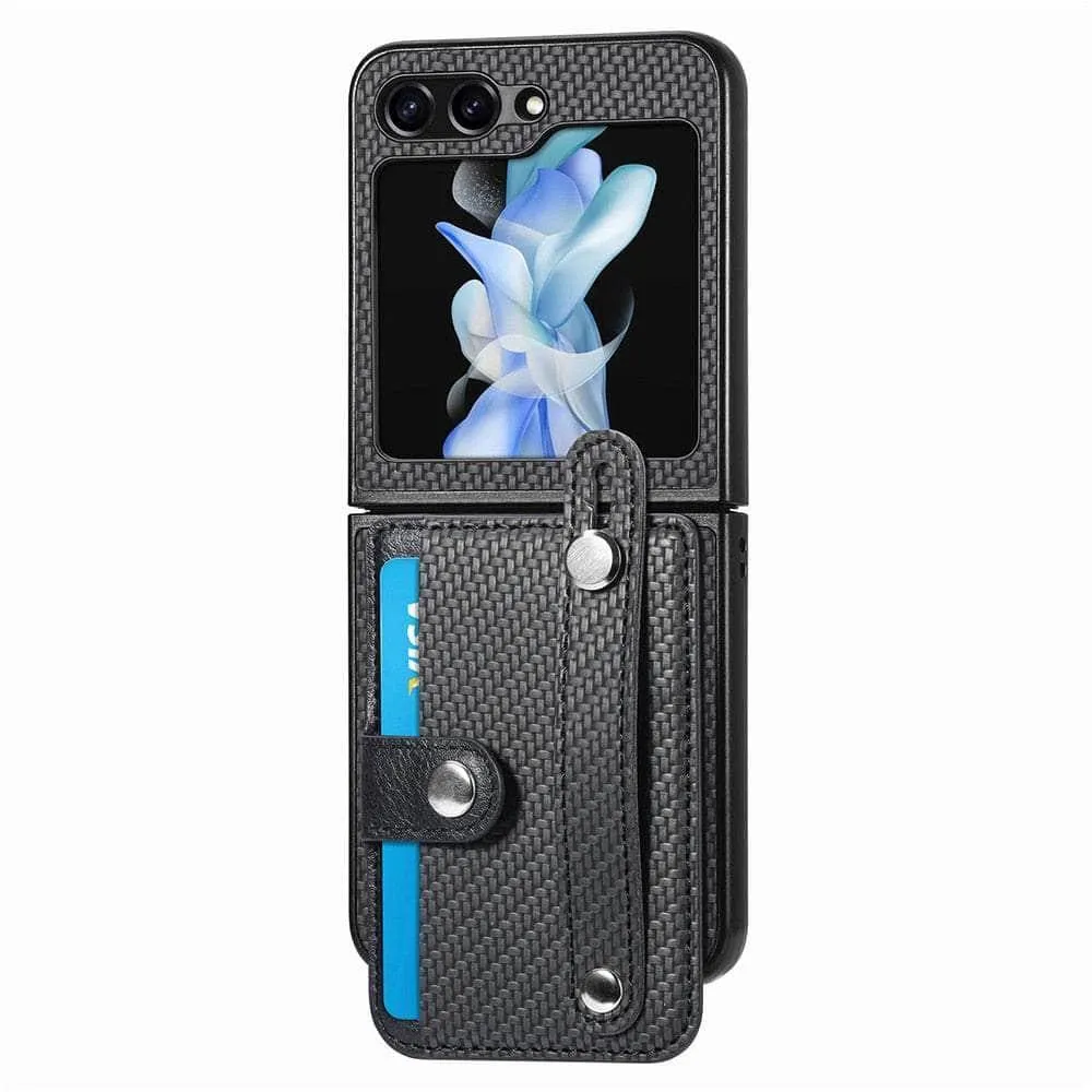 Galaxy Z Flip 5 Carbon Fiber Pattern Card Case