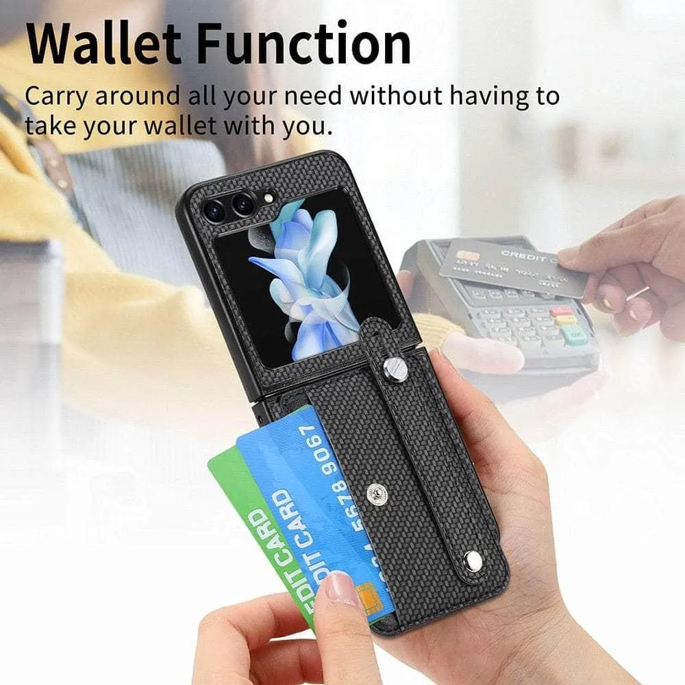 Galaxy Z Flip 5 Carbon Fiber Pattern Card Case