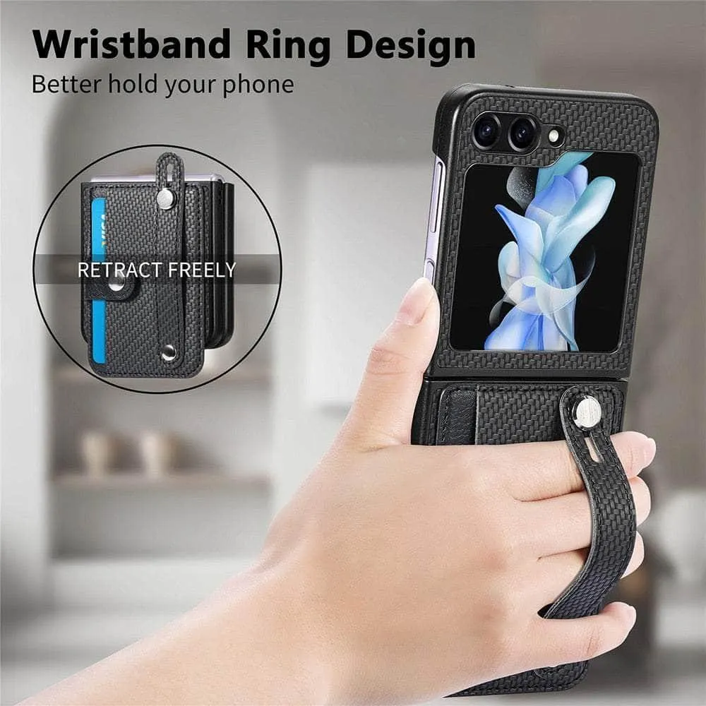 Galaxy Z Flip 5 Carbon Fiber Pattern Card Case