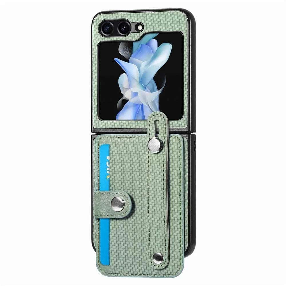 Galaxy Z Flip 5 Carbon Fiber Pattern Card Case